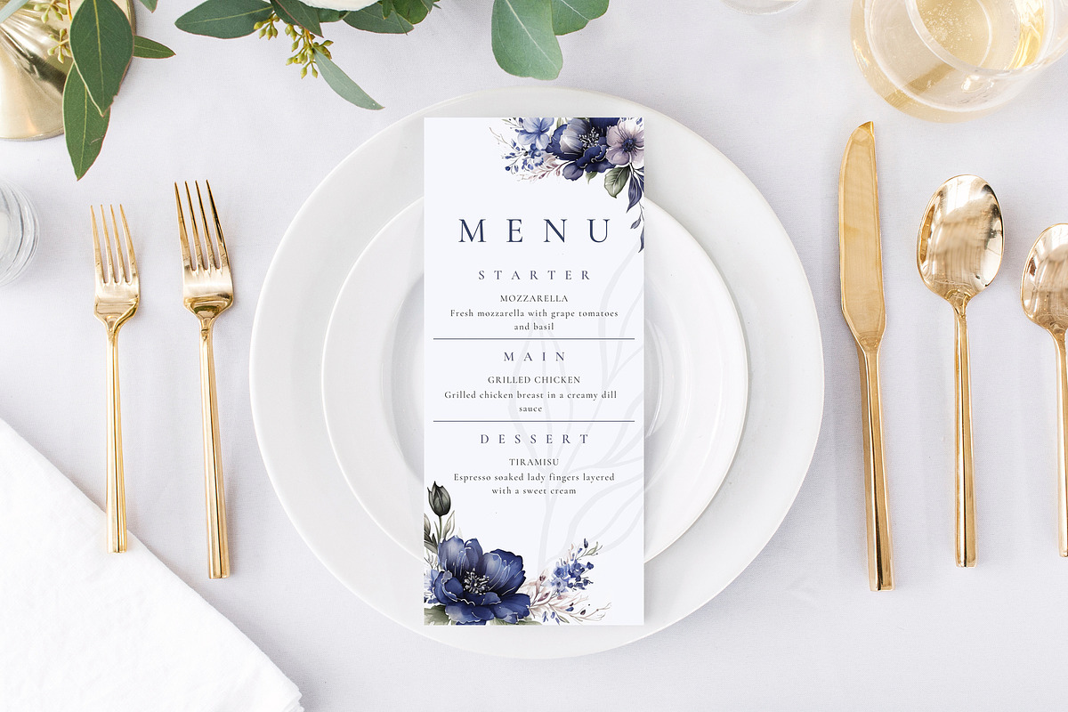 Wedding Template Bundle Indigo Blue, a Stationery Template by MarryMeMoments (Photo 8 of 8)