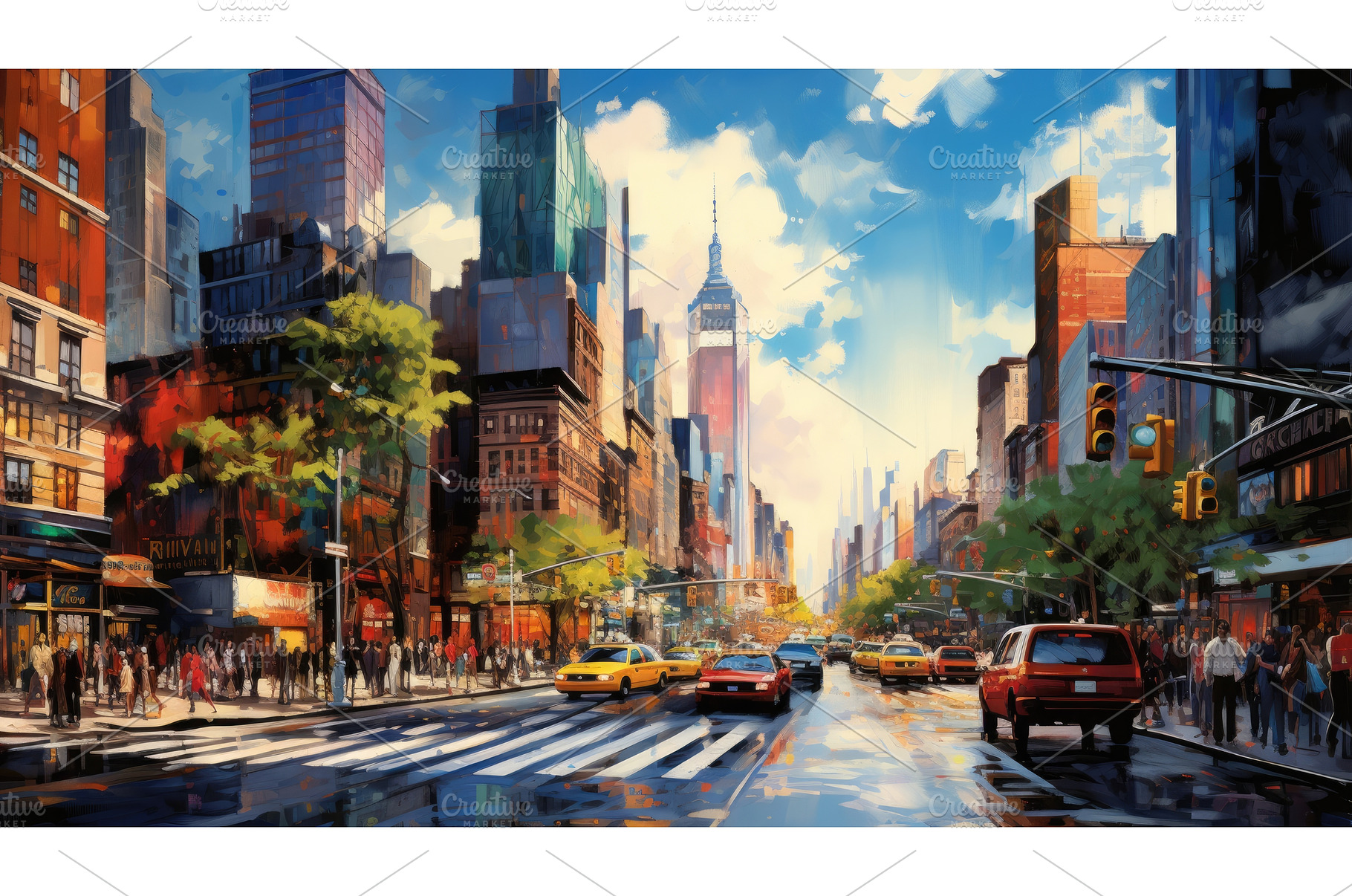 Downtown bustle watercolor, an Architecture Photo by Aimagenarium@gmail.com