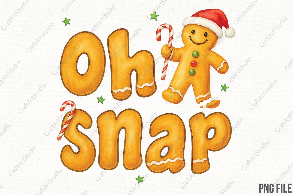 Christmas Gingerbread Man Oh Snap, an Illustration by CraftArtStudio (Photo 1 of 4)