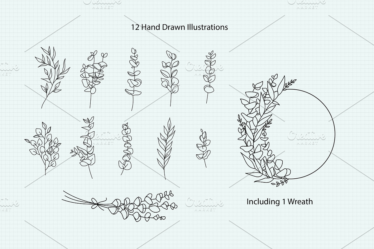 Eucalyptus Dainty Drawing Bundle, a Work Illustration by Hannah Eliza Studio (Photo 2 of 4)