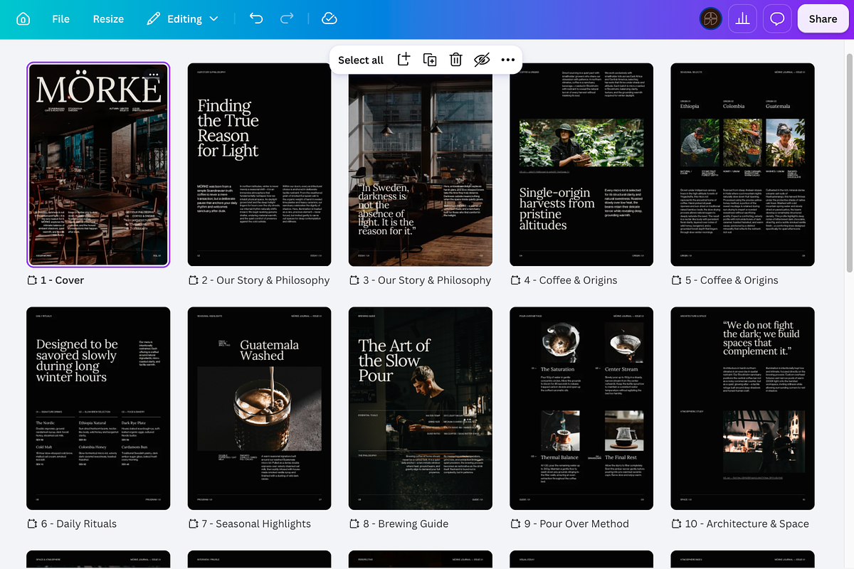 MÖRKE Cafe Editorial Magazine Canva, a Magazine Template by PaperSlides (Photo 13 of 13)