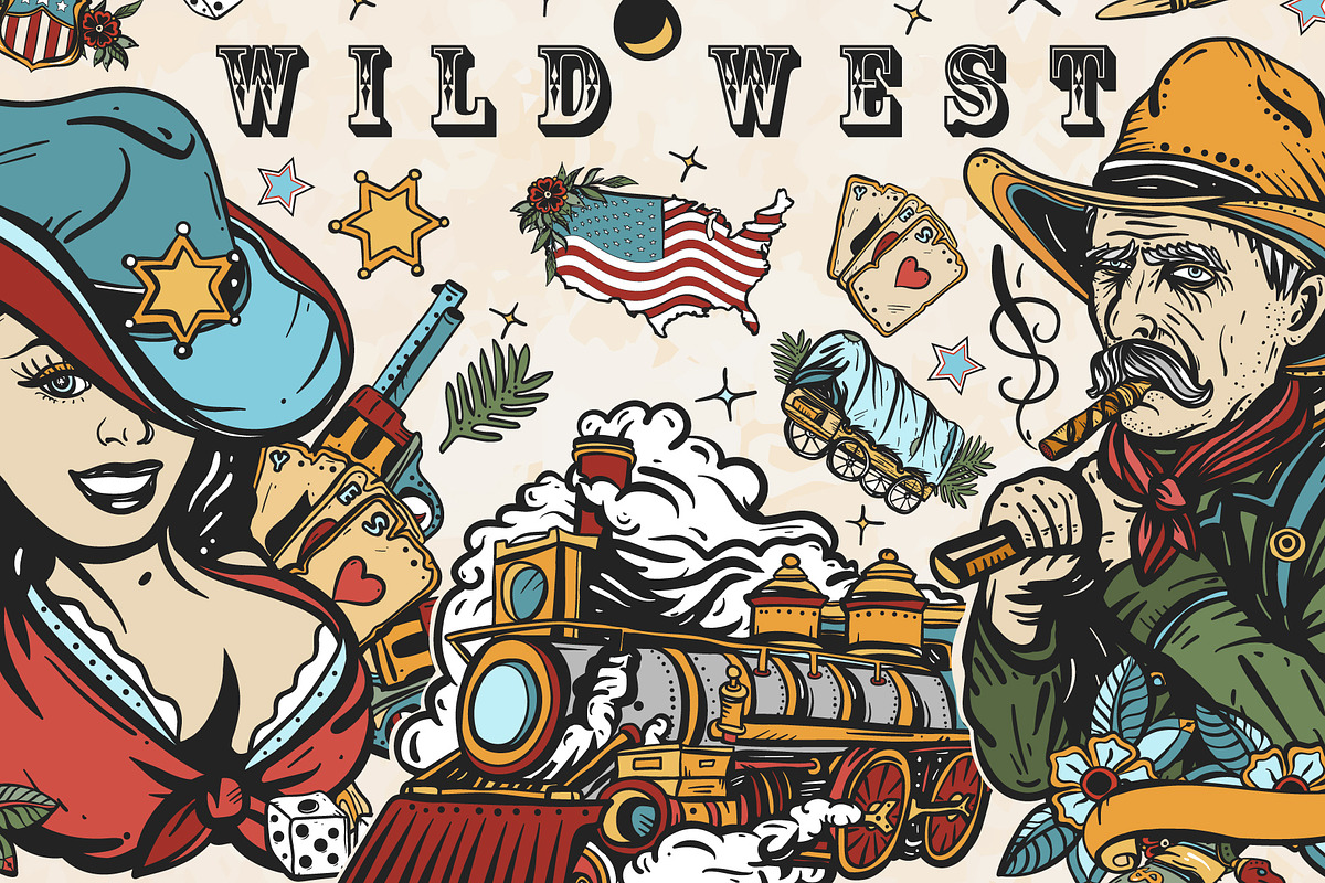 Wild West old school tattoo, a Graphic by intueri (Photo 1 of 7)
