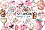 Retro Girly Baseball Clipart, an Illustration by Rose Art (Thumbnail 1 of 4)
