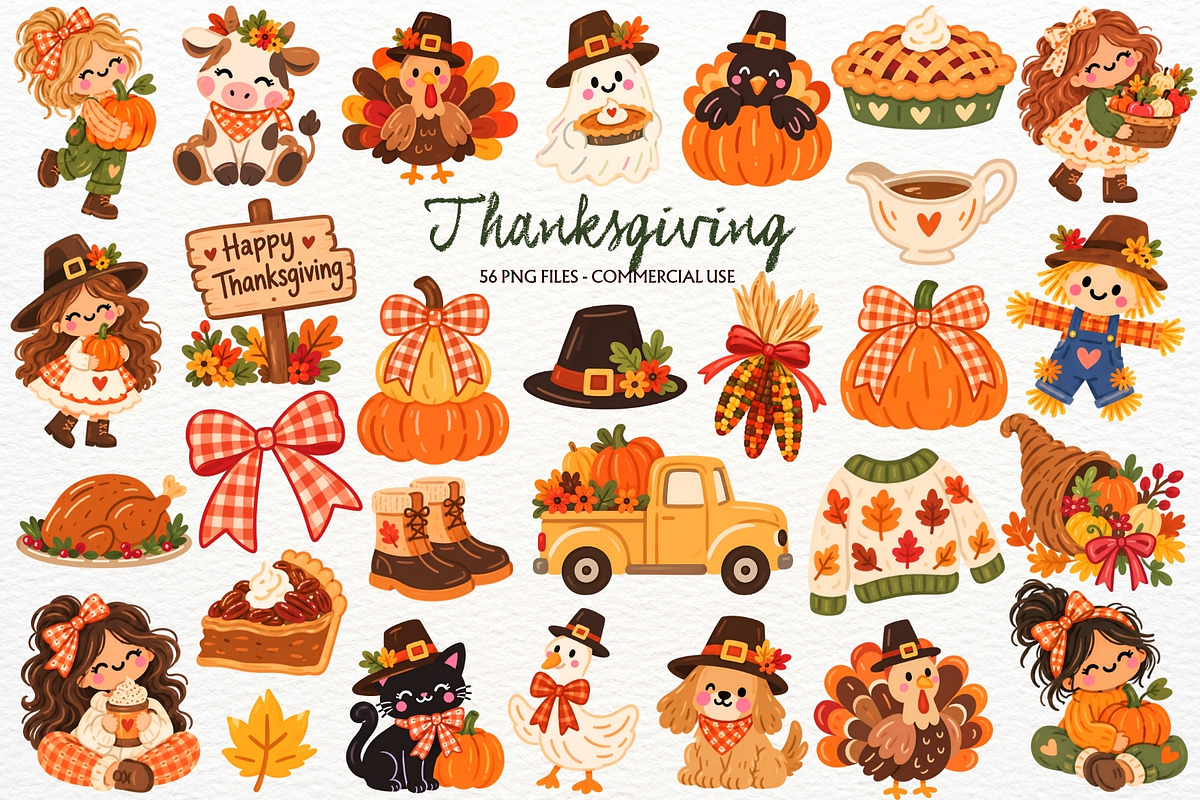 Thanksgiving Clipart Fall Turkey PNG, a Seasonal Illustration by SugarCloudStudioArt (Photo 1 of 6)
