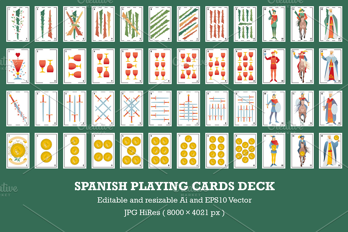 Spanish Playing Cards Deck, an Illustration by La Inspiratriz