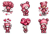 Whimsical Valentine Bear Clipart Bun, an Illustration by designcity5 (Thumbnail 2 of 5)