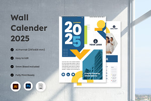 Wall Calendar Template V3, a Stationery Template by trabaskriya