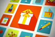 Flat Vector Birthday Party Icons, an Icon by painterr (Thumbnail 1 of 2)