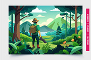 Backpacker Admiring Mountain View, an Illustration by Tanuart (Thumbnail 1 of 3)