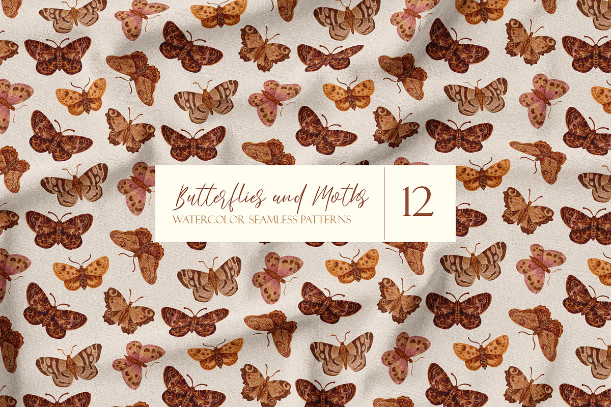 Watercolor Butterflies patterns, a Pattern Graphic by Tiger and Flower (Photo 1 of 17)
