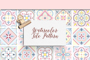 Watercolor Pastel Tile Pattern, a Pattern Graphic by Rachel Art Studio (Thumbnail 1 of 10)