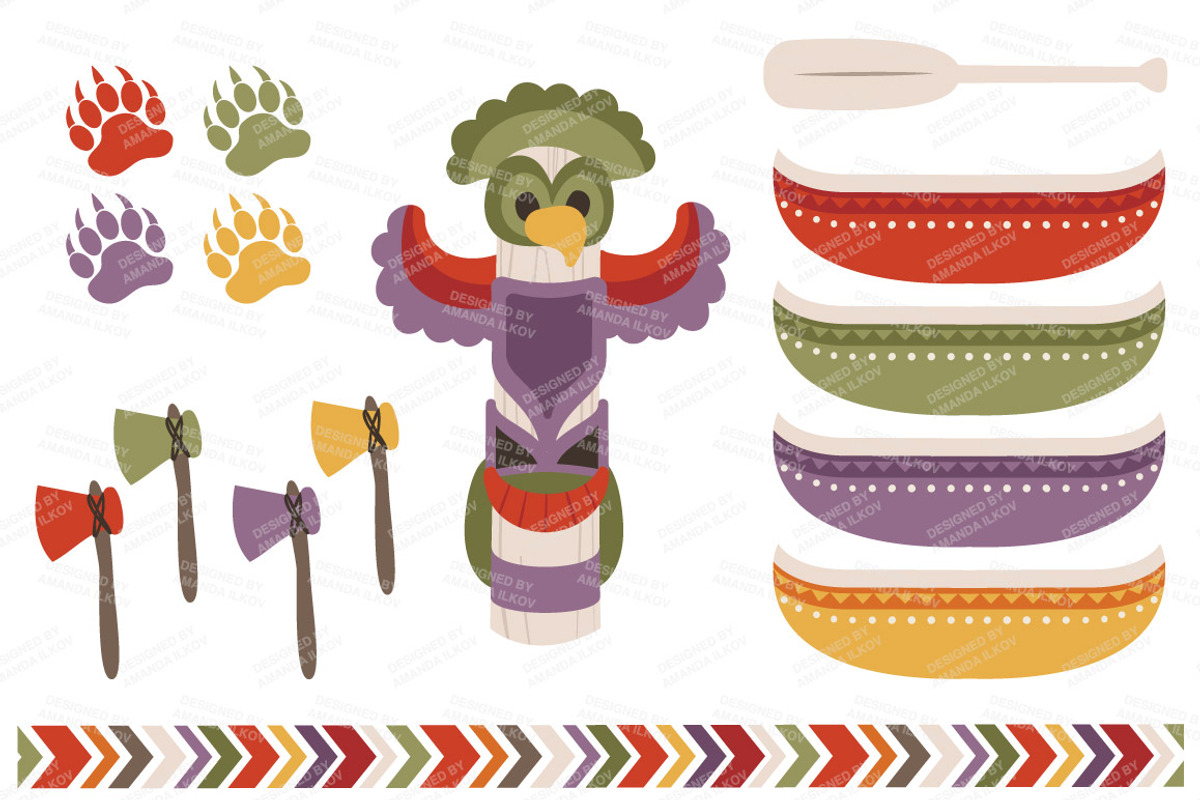 Autumn Tribal Clipart & Vectors, an Illustration by Amanda Ilkov (Photo 2 of 4)