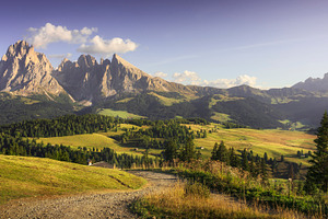 Alpe di Siusi pathway. Dolomites