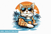 Cute Cat on the Beach Clipart Bundle, an Illustration by crative8112 (Thumbnail 6 of 9)