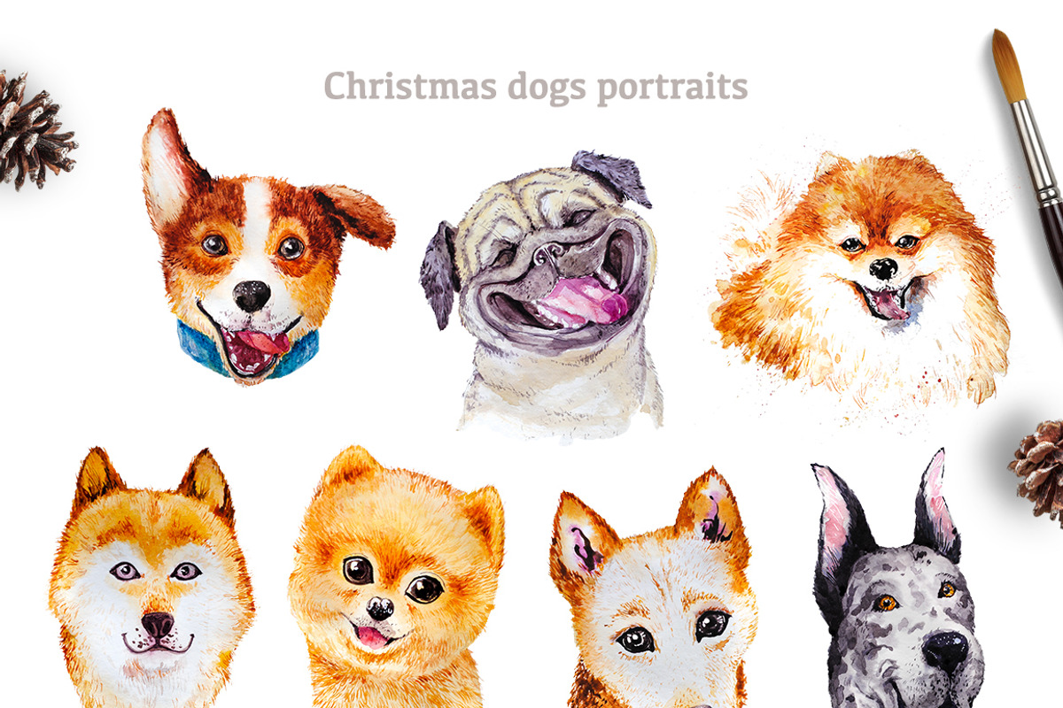 Christmas dogs, an Animal Illustration by Funnystore (Photo 2 of 10)