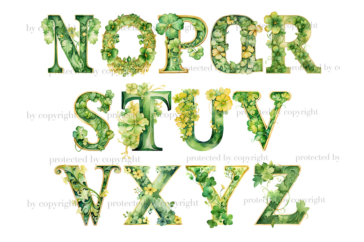 St.Patrick’s Day Alphabet, a Decorative Illustration by GlamArtZhanna (Photo 4 of 6)