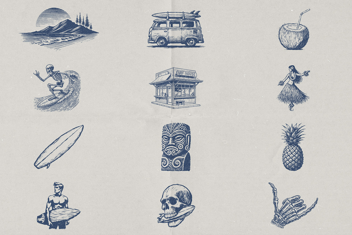 Coastal Retreat Vintage Illustration, an Illustration by elliazidi.designs (Photo 2 of 7)