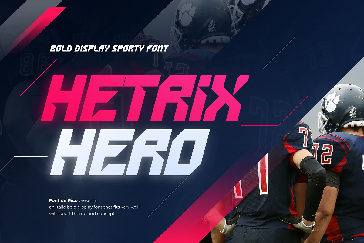 Hetrix Hero - Sporty Display Font, a Blackletter Font by Font De Rico (Photo 1 of 4)