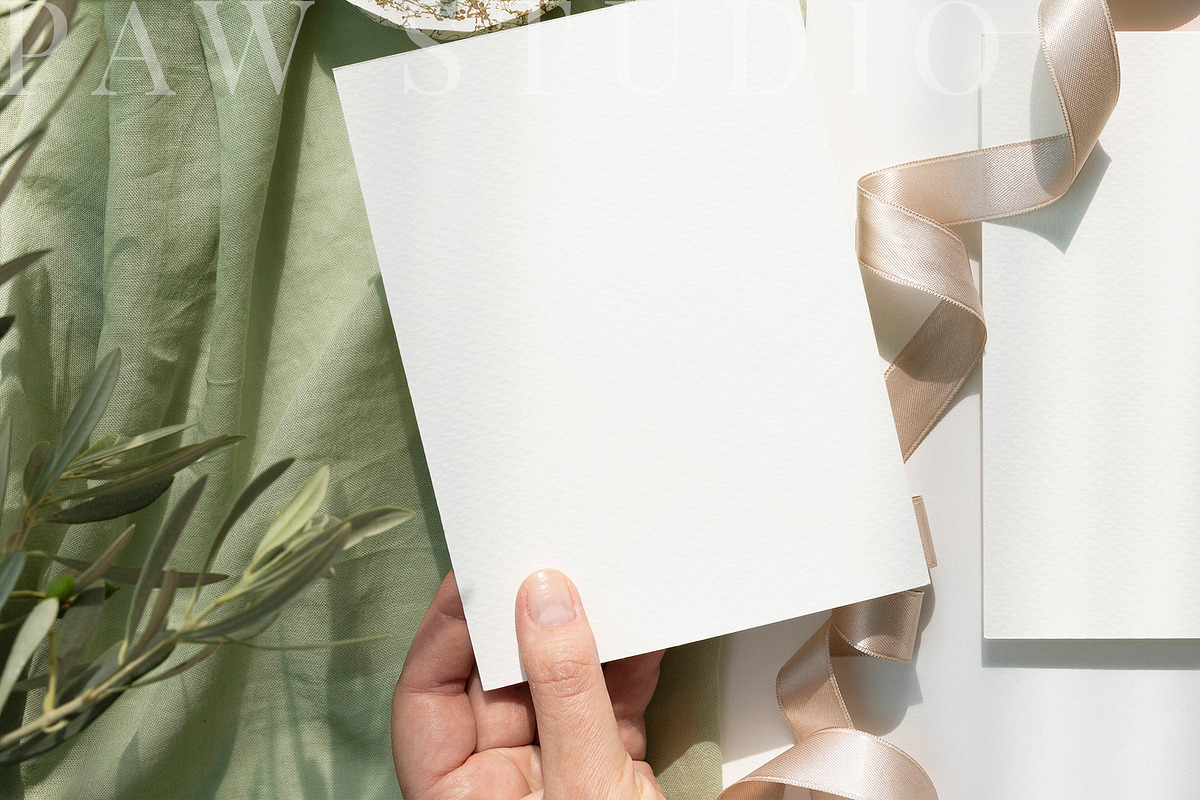 Cards Mockup 5x7 In Hand Olive2c5 8e, a Merchandise Mockup by PawMockups (Photo 4 of 11)