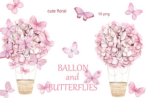 Pink Cute Ballon With Butterflies