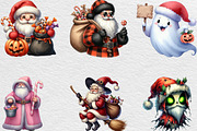 Halloween Santa Clipart, an Illustration by Black Bird Studio (Thumbnail 3 of 6)