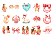 Coquette Pool Party Clipart, a Decorative Illustration by Anca Digital Vibe (Thumbnail 4 of 7)