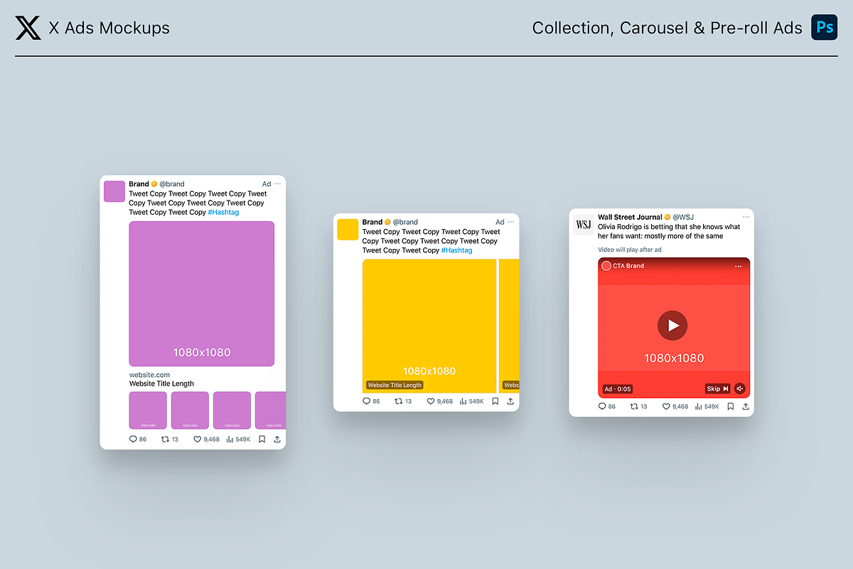 X (Formerly Twitter) Ads Mockups, a Social Media Template by lprdesigns (Photo 3 of 6)