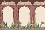 Moroccan Chinoiserie Palm Pattern, a Decorative Illustration by Mughal Wallpaper (Thumbnail 1 of 5)