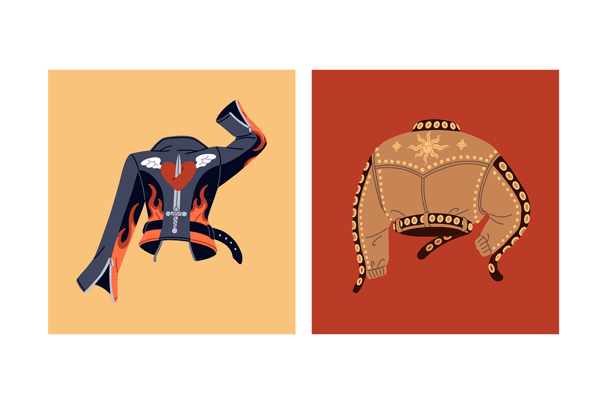 Leather jackets, motorcycle gear set, a Decorative Illustration by PaperTrident (Photo 2 of 3)