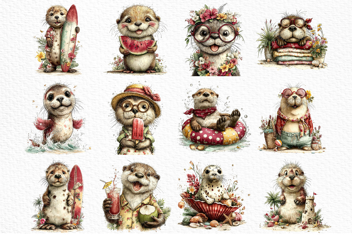 Summer Seal Clipart PNG, an Illustration by Craft Nest (Photo 6 of 11)