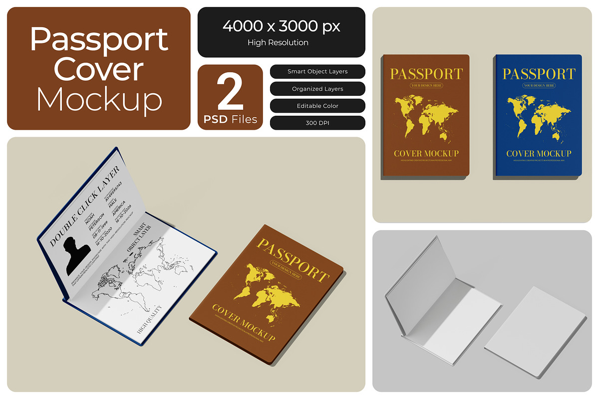 Passport Cover Mockup, a Product Mockup by Bartama Graphic (Photo 1 of 3)
