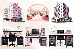 Black And Pink Office Clipart