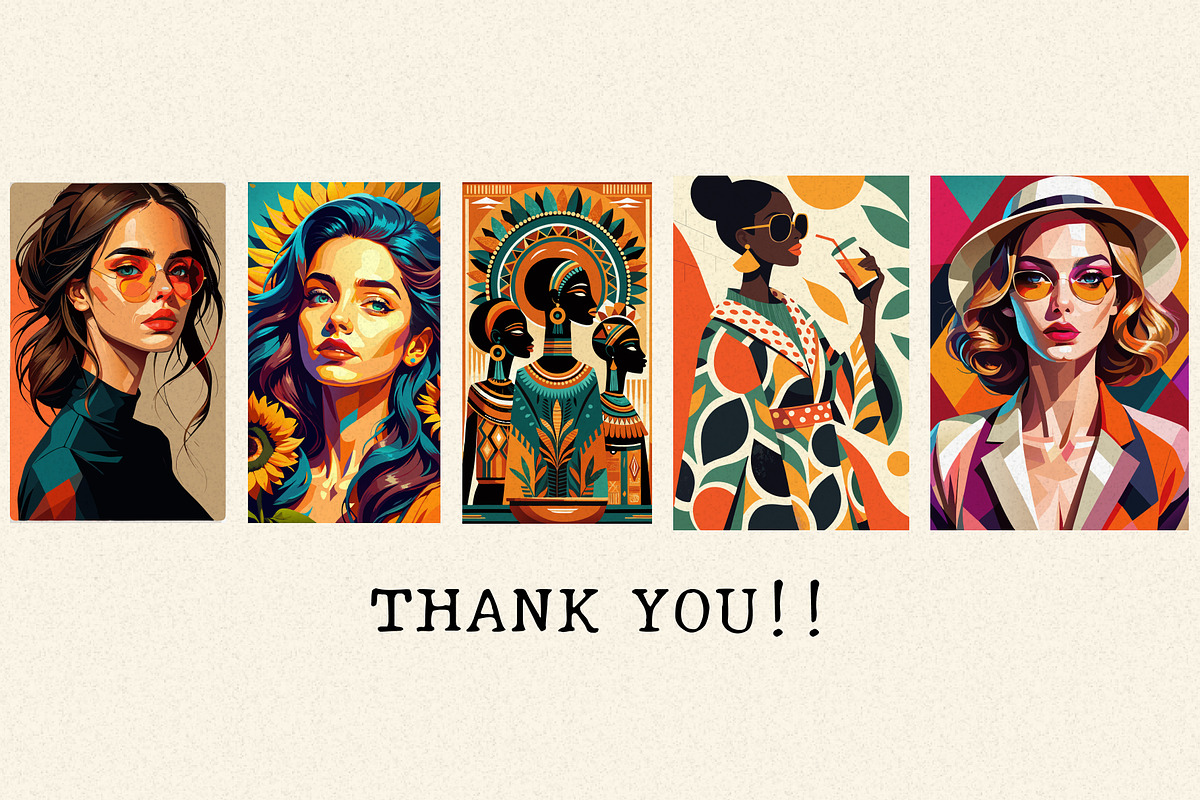 Colorful Abstract Women Wall Art, a Wallpaper Graphic by Helospace (Photo 10 of 10)