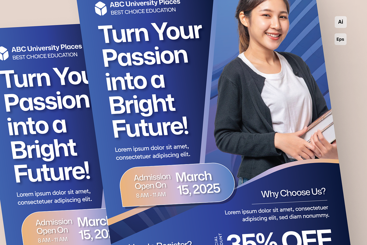 Admission University Flyer, a Flyer Template by MMPixelCraft (Photo 2 of 4)