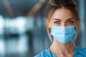 Masked medical worker indoors, a Photo by Beautiful things