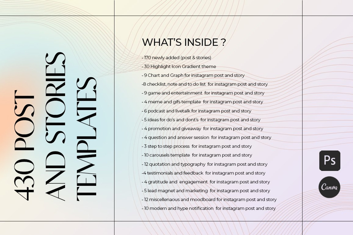 Instagram Gradient Coach | CANVA PS, a Social Media Template by Eviory