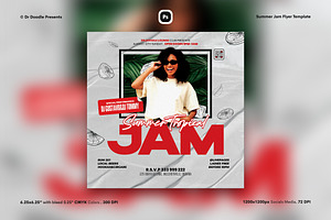 Summer Jam Flyer & Social Media, a Flyer Template by iDoodle Studio