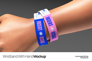 Wristband With Hand Mockup, a Product Mockup by graphicook