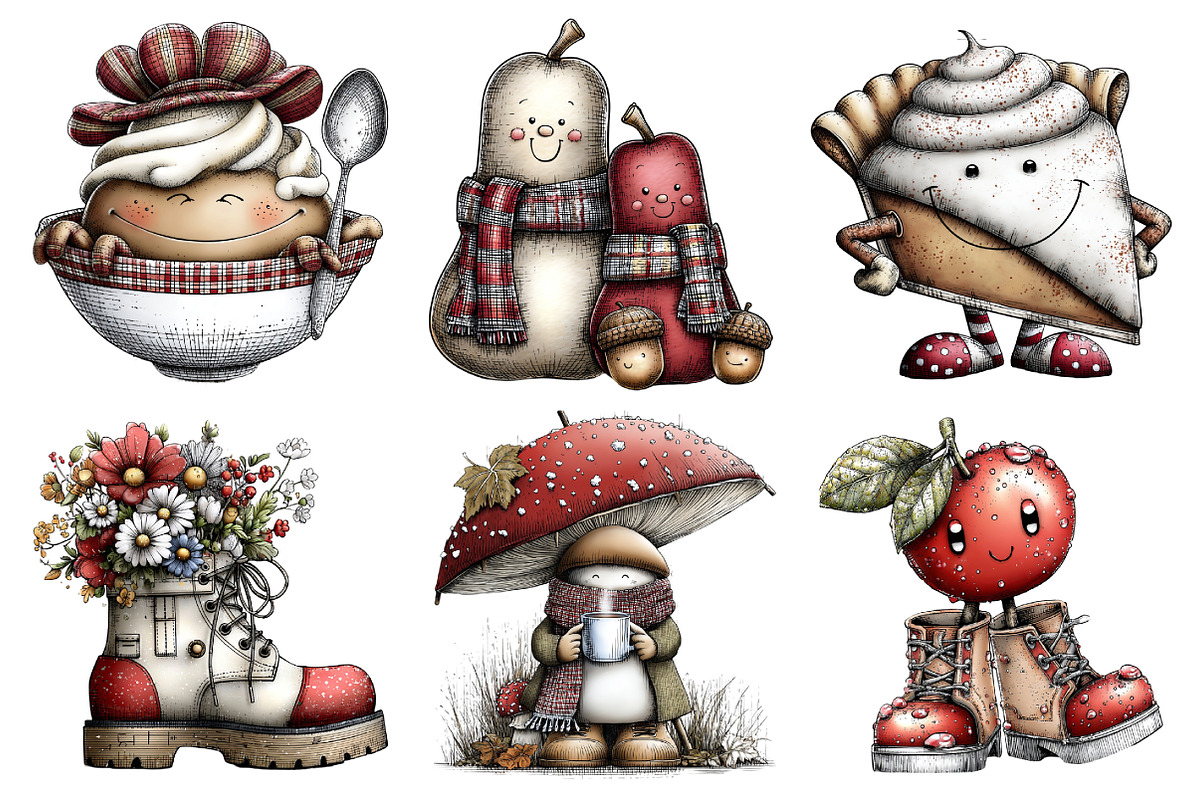 Whimsical Thanksgiving Clipart Set, an Illustration by Daily.Designs (Photo 3 of 5)
