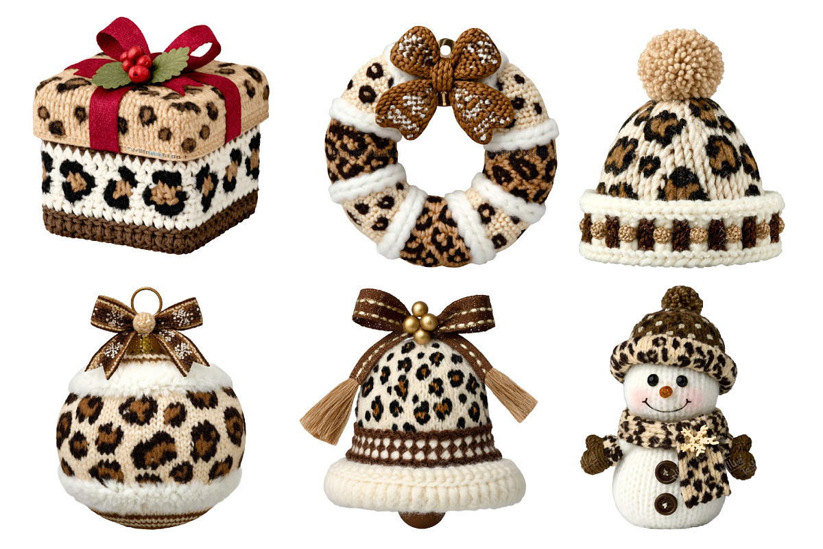 Leopard Print Crochet Christmas PNG, an Illustration by Designworld (Photo 3 of 4)