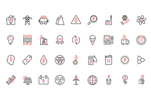 Electric power plant icons, an Illustration by Lemberg Vector