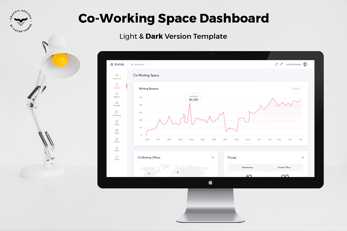 Co Working Admin Dashboard UI Kit, an UI Kit Template by VictorThemes