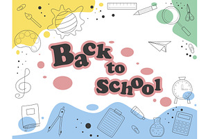 Background with school objects and, an Education Illustration by Tati_Kli