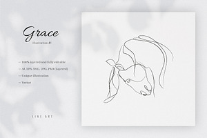 Grace 1. Line Art Illustration