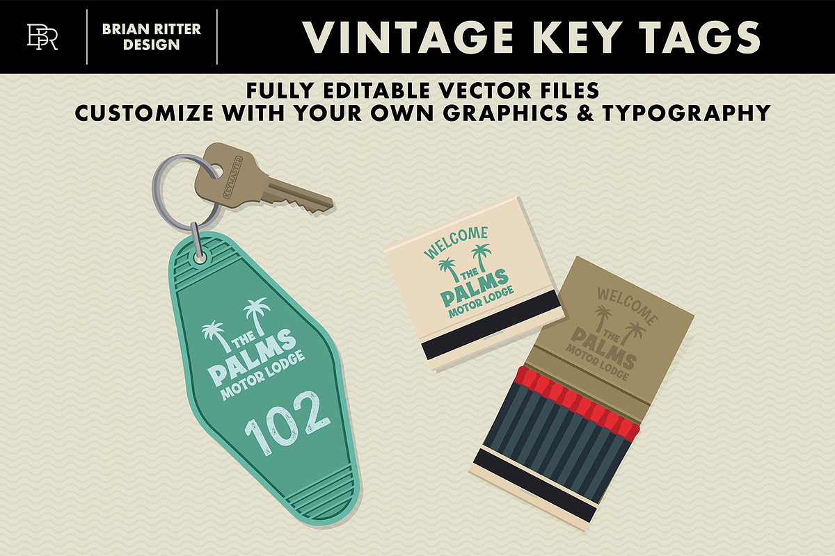 Vintage Key Tags, an Object Graphic by Brian Ritter Design