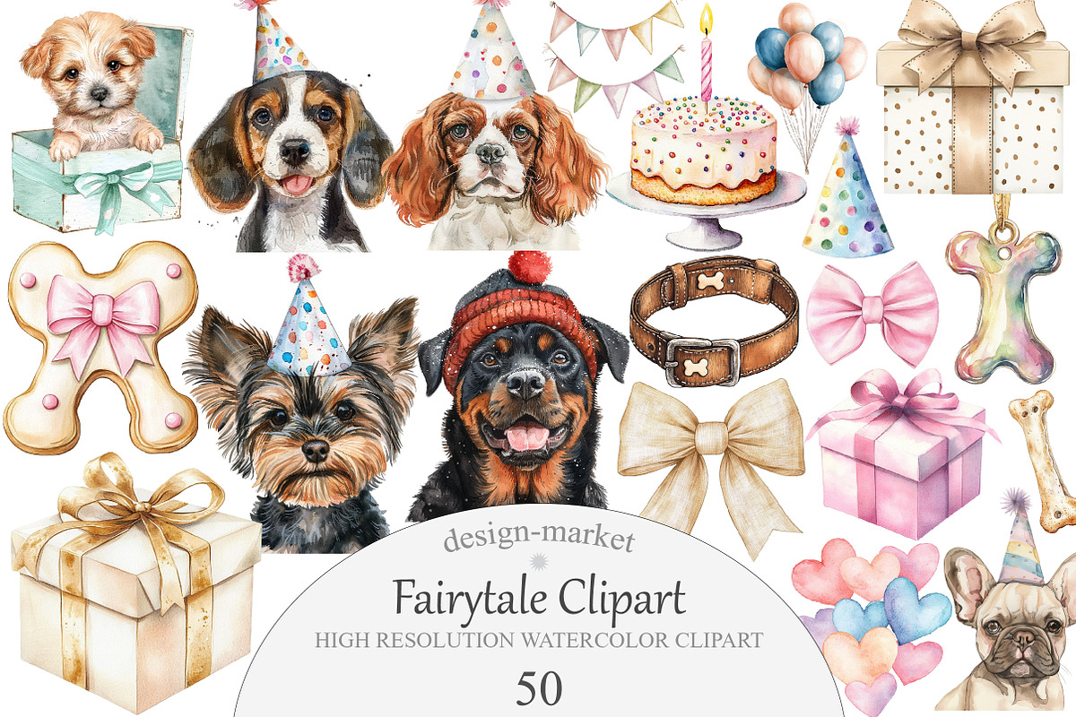 Watercolor Dog Breeds Clipart, an Illustration by Design Market (Photo 1 of 5)