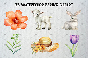 Watercolor Spring Clipart Set