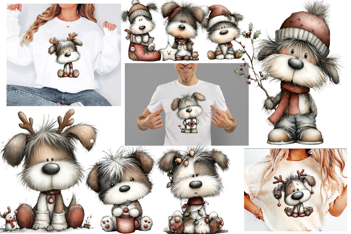 Whimsical Dog Christmas Clipart, an Illustration by Designworld (Photo 3 of 6)