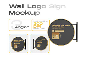 Wall Logo Sign Board Mockup Set