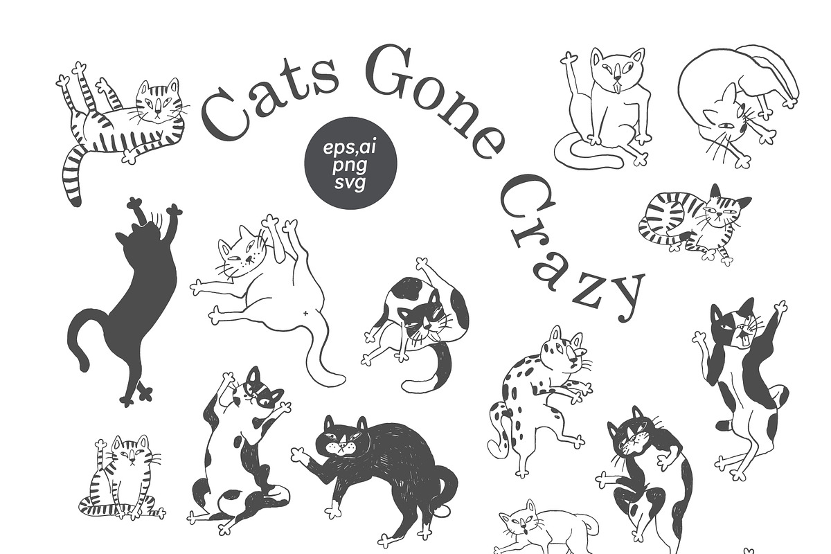 Funny Sketchy Cat Illustrations, a Graphic by Anastasiya Klempach (Photo 3 of 10)